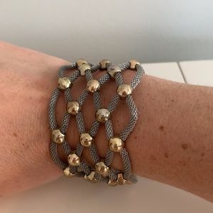 Thick gold and silver bracelet, magnetic clasp